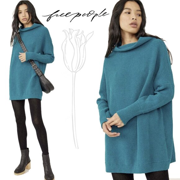 Free People Green Ottoman Slouchy Tunic Sweater Electric - Picture 1 of 9